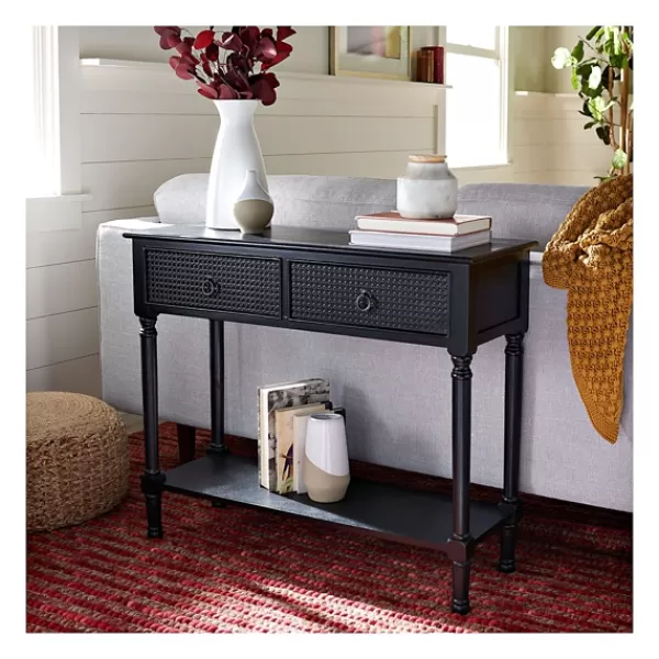 Console Tables-Kirkland's Home Irma Textured Drawers Console Table Black