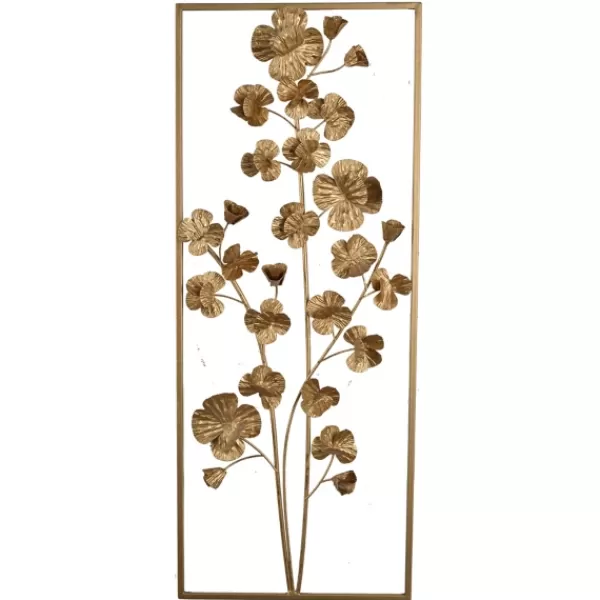 Wall Plaques-Kirkland's Home Iron Flowers Wall Plaque Gold