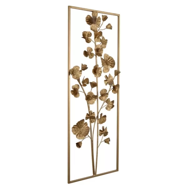 Wall Plaques-Kirkland's Home Iron Flowers Wall Plaque Gold