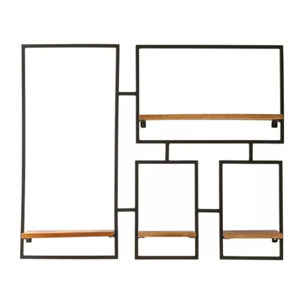 Shelves-Kirkland's Home Iron Frame Four Wooden Wall Shelf