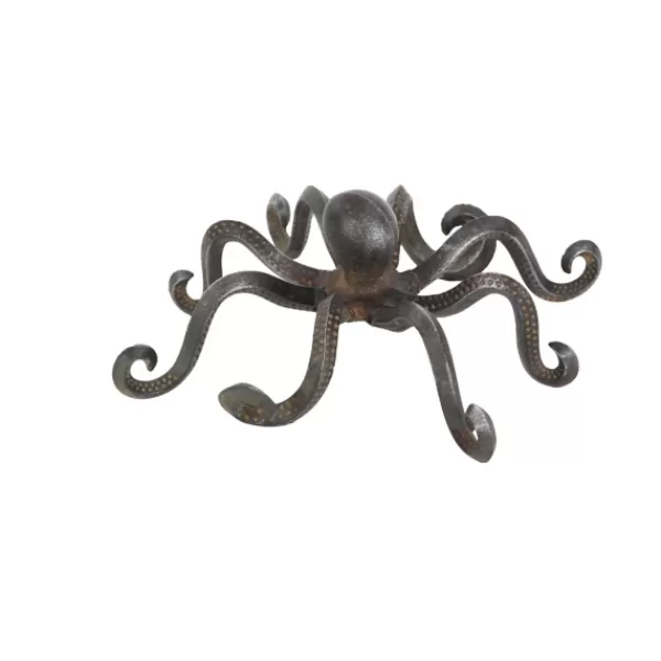 Statues & Figurines-Kirkland's Home Iron Octopus Statue Black