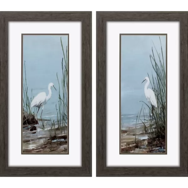 Framed Art-Kirkland's Home Island Egret Framed Art Prints, Set Of 2 Blue/White/Brown