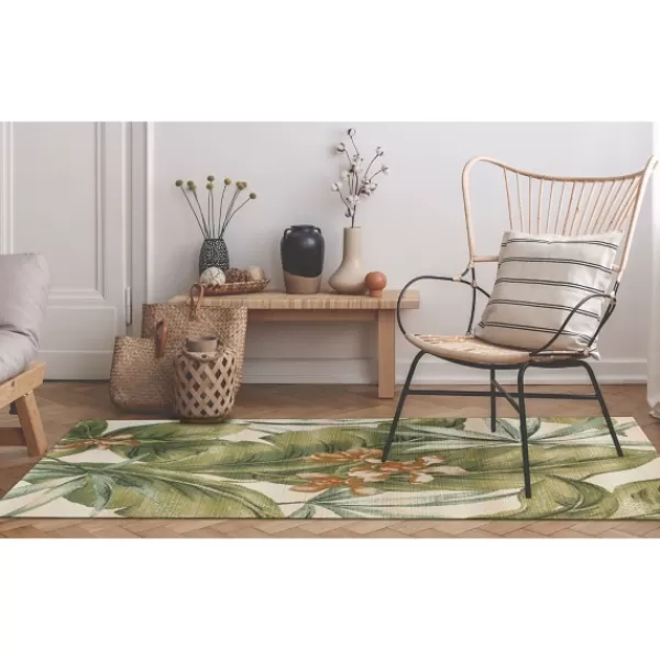 Outdoor Rugs-Kirkland's Home Island Leaf Outdoor Rug, 4X7 Multi