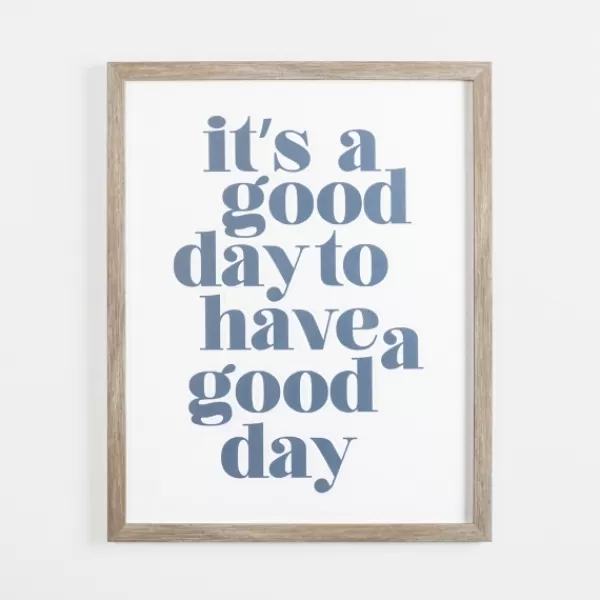 Wall Quotes & Signs-Kirkland's Home It'S A Good Day Framed Canvas Plaque White/Blue