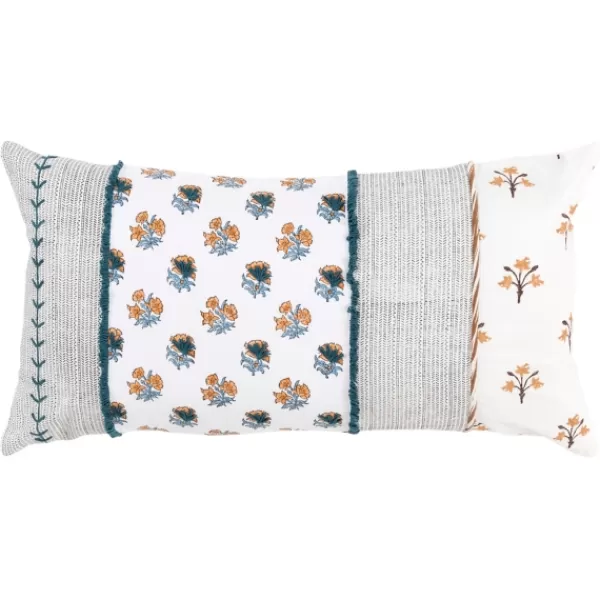 Pillows-Kirkland's Home Ivory & Multicolor Botanical Lumbar Pillow Ivory/Multi