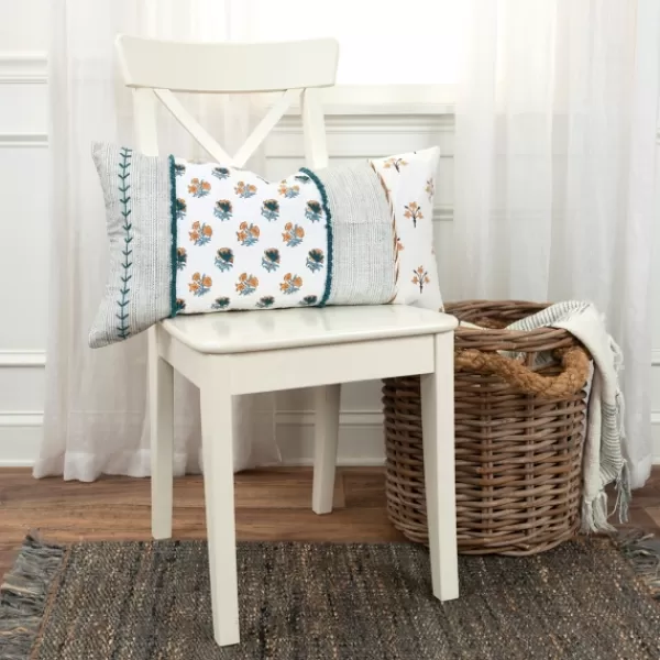 Pillows-Kirkland's Home Ivory & Multicolor Botanical Lumbar Pillow Ivory/Multi
