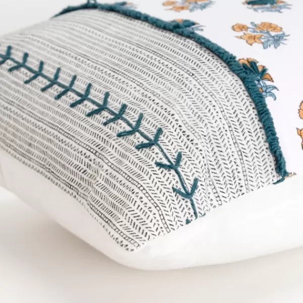 Pillows-Kirkland's Home Ivory & Multicolor Botanical Lumbar Pillow Ivory/Multi