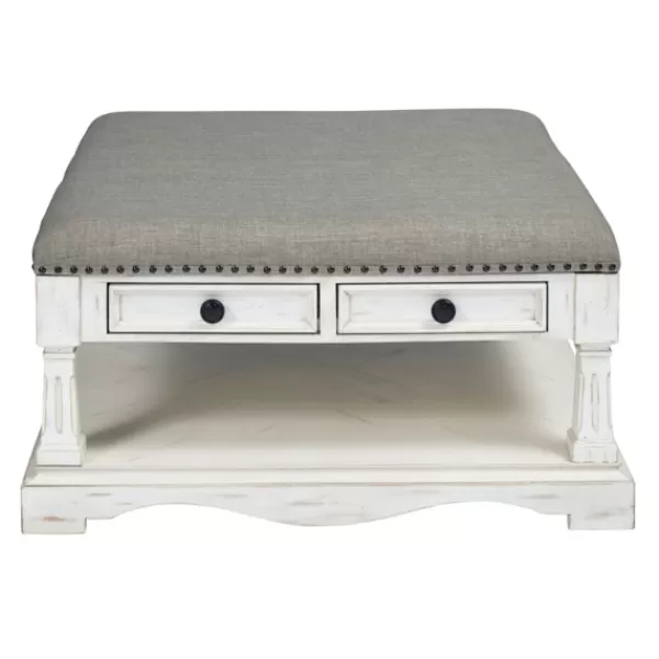 Coffee Tables-Kirkland's Home Ivory And Gray Upholstered Square Coffee Table Ivory/Gray