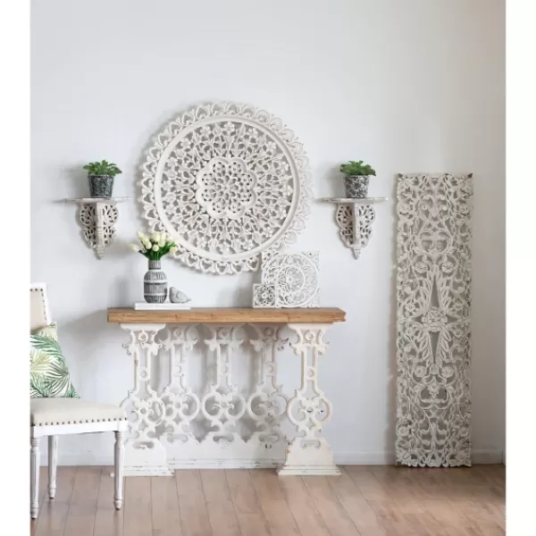 Shelves-Kirkland's Home Ivory Distressed Carved 2-Pc. Wall Shelf Set