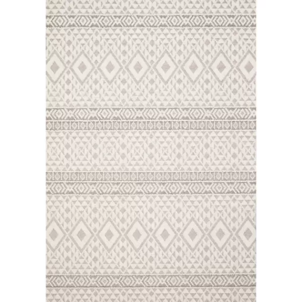 Outdoor Rugs-Kirkland's Home Ivory Geometric Stripes Outdoor Area Rug, 5X7 Ivory/Gray