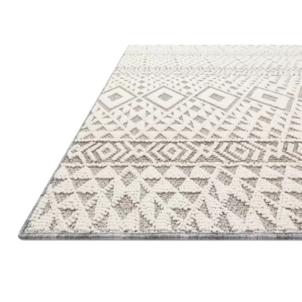 Outdoor Rugs-Kirkland's Home Ivory Geometric Stripes Outdoor Area Rug, 5X7 Ivory/Gray