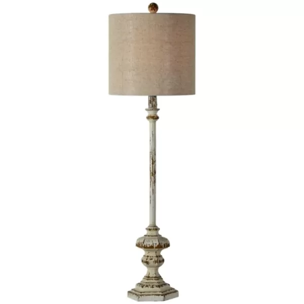 Buffet Lamps-Kirkland's Home Ivory Resin Distressed Traditional Buffet Lamp Tan