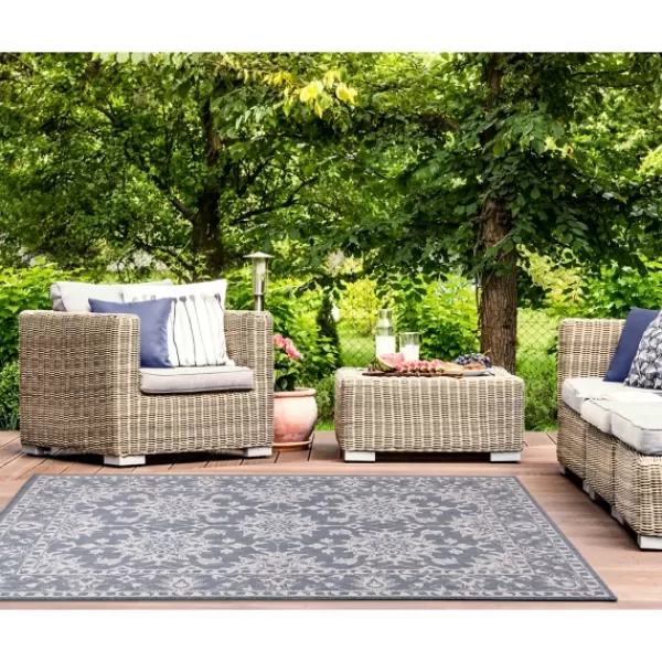 Outdoor Rugs-Kirkland's Home Ivy Indoor/Outdoor Area Rug, 4X7 Blue