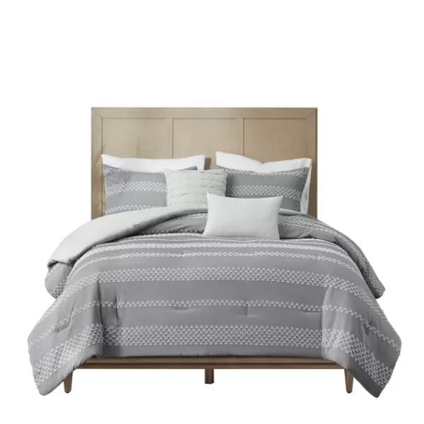 Comforters-Kirkland's Home Jacquard 5-Pc. California King Comforter Set Gray