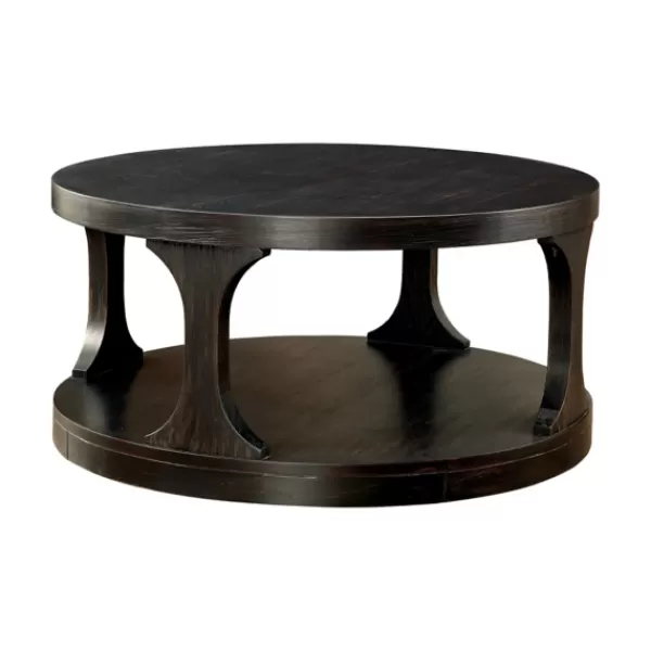 Coffee Tables-Kirkland's Home Jarrod Antique Wood Grain Shelf Coffee Table Black