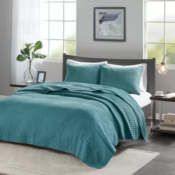 Bedspreads & Coverlets-Kirkland's Home Jaxson 3-Pc. Reversible King Coverlet Set Blue