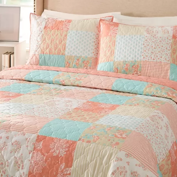 Quilts-Kirkland's Home Jessica Simpson Coral Ikigai King Quilt Set Pink/Blue