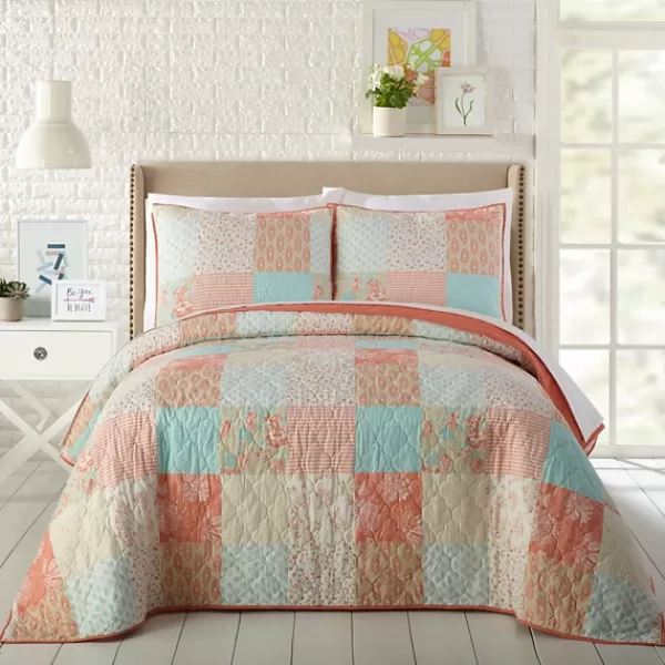 Quilts-Kirkland's Home Jessica Simpson Coral Ikigai Queen Quilt Set Pink/Blue
