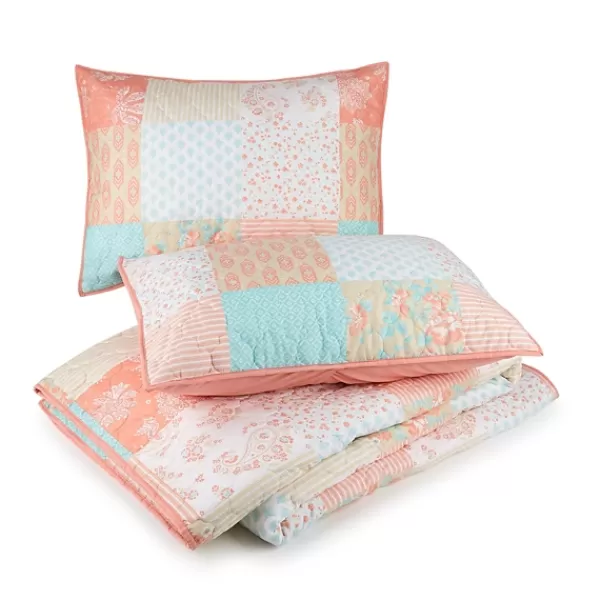 Quilts-Kirkland's Home Jessica Simpson Coral Ikigai Queen Quilt Set Pink/Blue