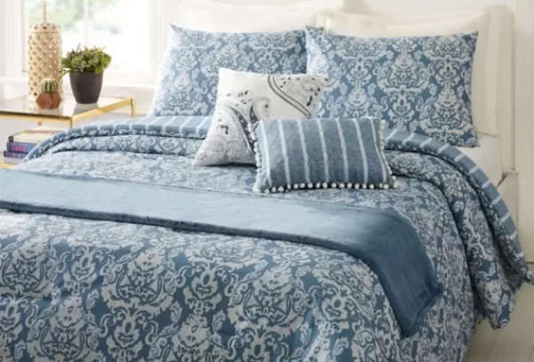 Comforters-Kirkland's Home Jessica Simpson Damask King Comforter Set Blue