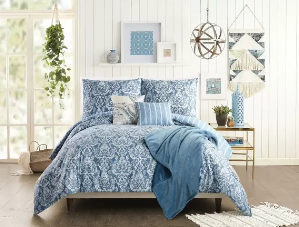 Comforters-Kirkland's Home Jessica Simpson Damask Queen Comforter Set Blue