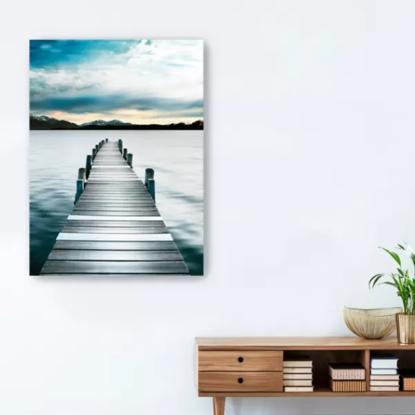 Canvas Art-Kirkland's Home Jetty Dock Giclee Canvas Art Print, 48X36 In. Blue/Gray