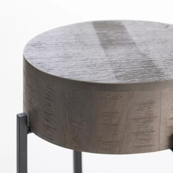 Accent & End Tables-Kirkland's Home Jodi Mango Wood Side Table Gray/Black