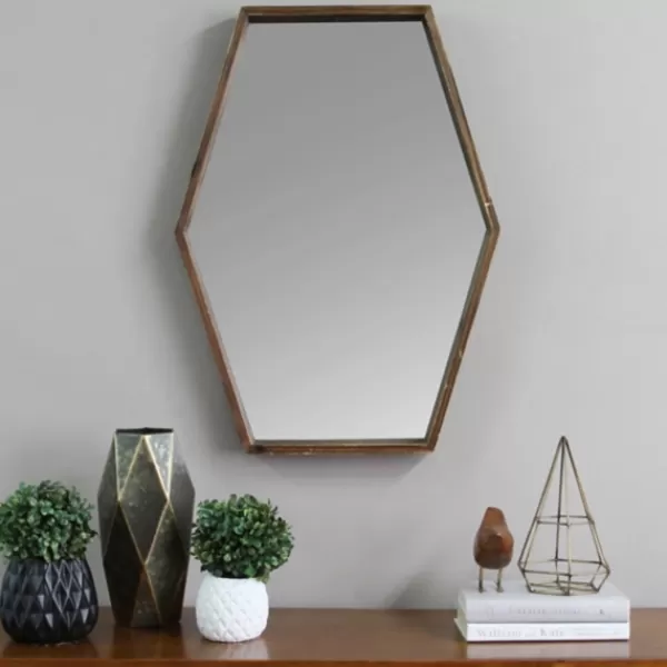 Decorative Mirrors-Kirkland's Home Jojo Wood Hexagon Wall Mirror