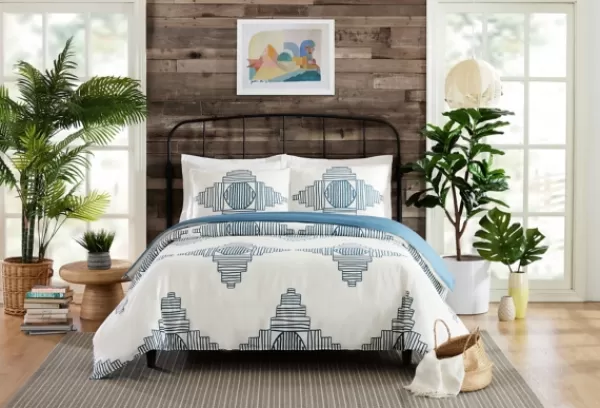 Duvets-Kirkland's Home Justina Blakeney Blue All Dance King Duvet Set Blue/White