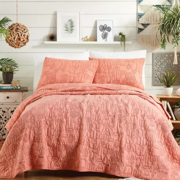 Quilts-Kirkland's Home Justina Blakeney Blush Hamsa Queen Quilt Set Pink