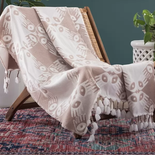 Blankets & Throws-Kirkland's Home Justina Blakeney Blush Hand In Hand Throw Pink/White