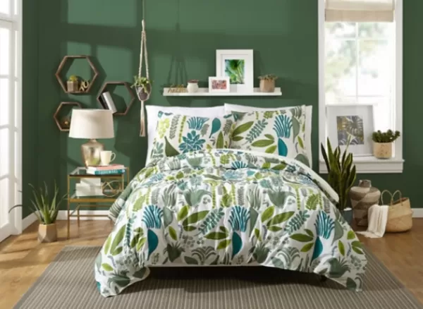 Duvets-Kirkland's Home Justina Blakeney Green Jardin King Duvet Set Green/Blue/White