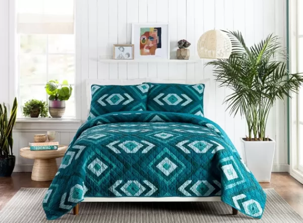 Quilts-Kirkland's Home Justina Blakeney Midway 3-Pc. Full/Queen Quilt Set Blue