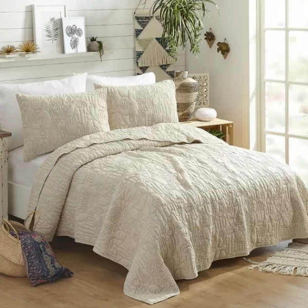 Quilts-Kirkland's Home Justina Blakeney Natural Hamsa King Quilt Set Tan