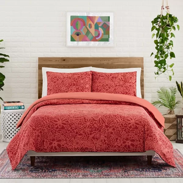 Duvets-Kirkland's Home Justina Blakeney Nature 3-Pc. King Duvet Set Red