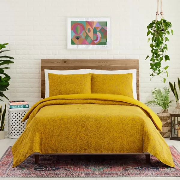 Duvets-Kirkland's Home Justina Blakeney Nature Queen Duvet Set Yellow