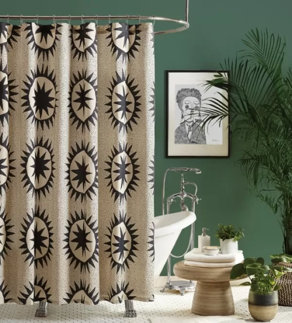 Shower Curtains-Kirkland's Home Justina Blakeney Soleil Shower Curtain Tan/Black