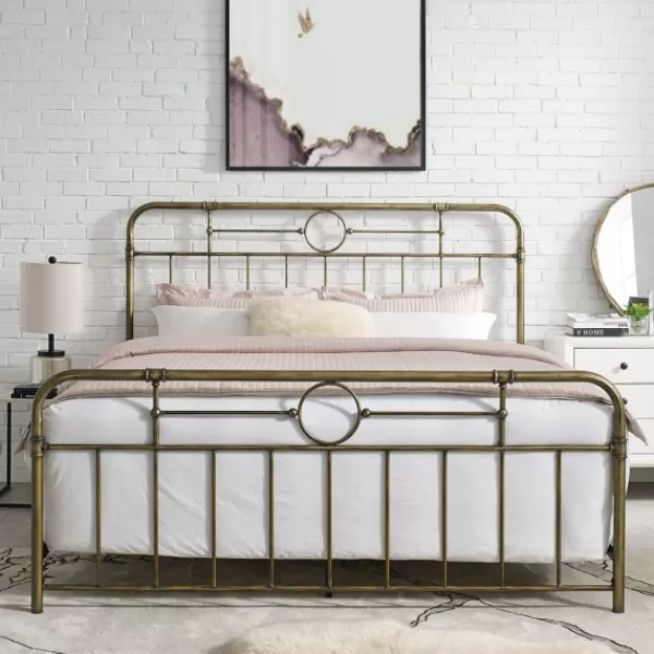 Beds & Headboards-Kirkland's Home King Size Bronze Pipe Bed Frame Brown