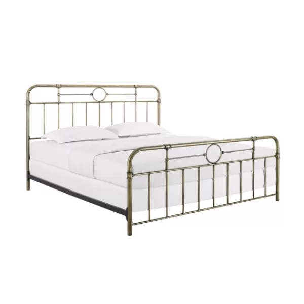 Beds & Headboards-Kirkland's Home King Size Bronze Pipe Bed Frame Brown