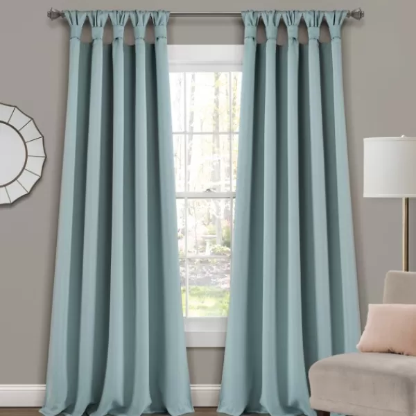 Curtains & Drapes-Kirkland's Home Knotted Curtain Panel Set, 84 In. Blue