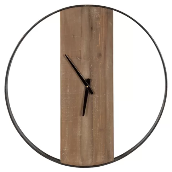 Clocks-Kirkland's Home Ladd Natural Wood Wall Clock Black