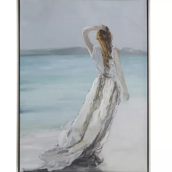 Framed Art-Kirkland's Home Lady Of The Ocean Framed Canvas Art Print White/Blue/Gray