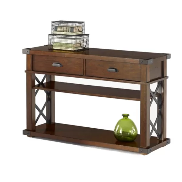 Console Tables-Kirkland's Home Lambert Double X Frame Console Table Brown