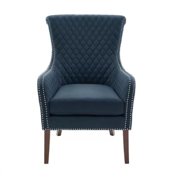 Accent Chairs-Kirkland's Home Lanea Quilted Accent Chair With Silver Studs Blue