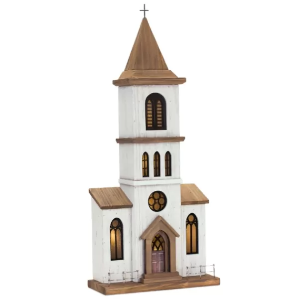 Statues & Figurines-Kirkland's Home Large Wooden Church Tabletop Statue Brown