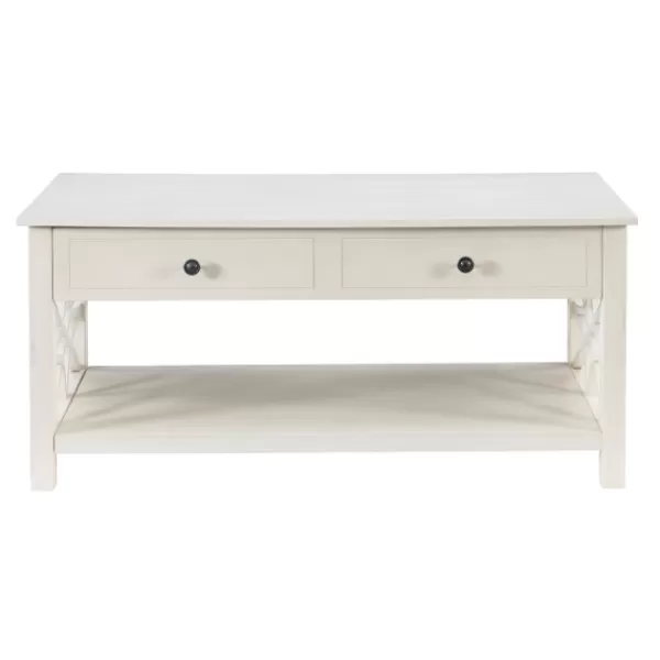 Coffee Tables-Kirkland's Home Lattice Raised Top Storage Coffee Table White