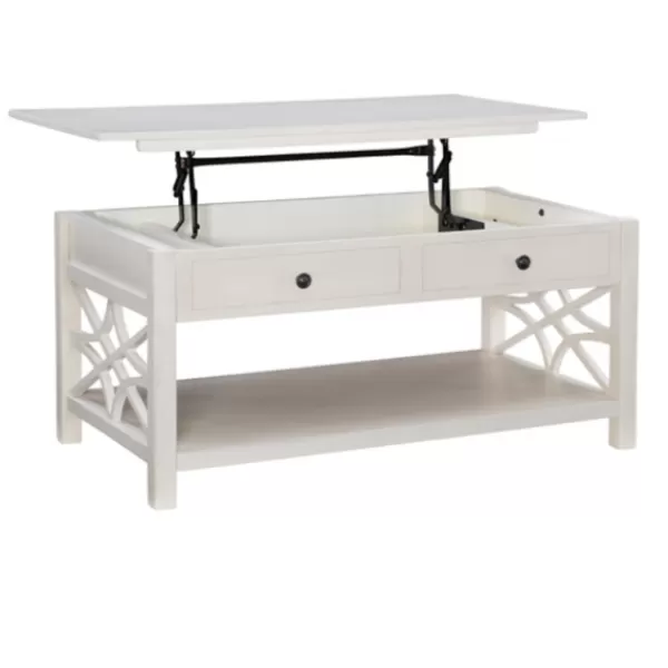 Coffee Tables-Kirkland's Home Lattice Raised Top Storage Coffee Table White