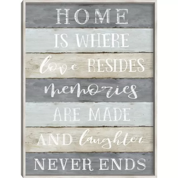 Wall Quotes & Signs-Kirkland's Home Laughter Never Ends Framed Canvas Art Print Blue/Green