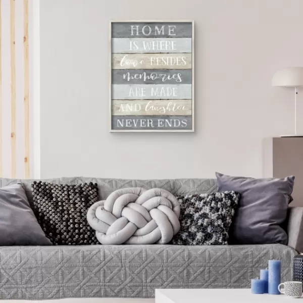 Wall Quotes & Signs-Kirkland's Home Laughter Never Ends Framed Canvas Art Print Blue/Green