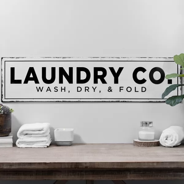 Wall Quotes & Signs-Kirkland's Home Laundry Co. Metal Wall Plaque Black/White